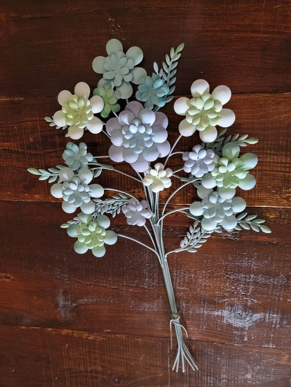 Mint Green Pastel Succulent Metal Floral Bouquet